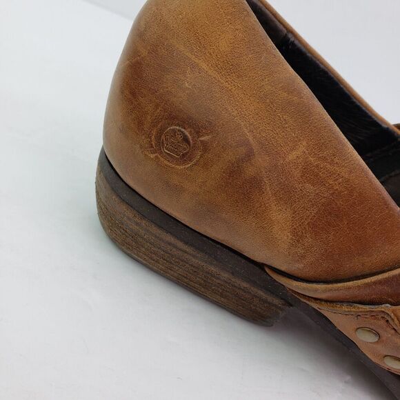 Born Hensley Womens Size 8 Brown Leather Slip On Western Clog Bootie Shoes - Picture 9 of 11
